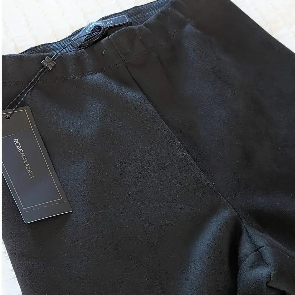 NWT BCBG MAXAZARIA 'Mason' Faux Suede Black Leggings size XS